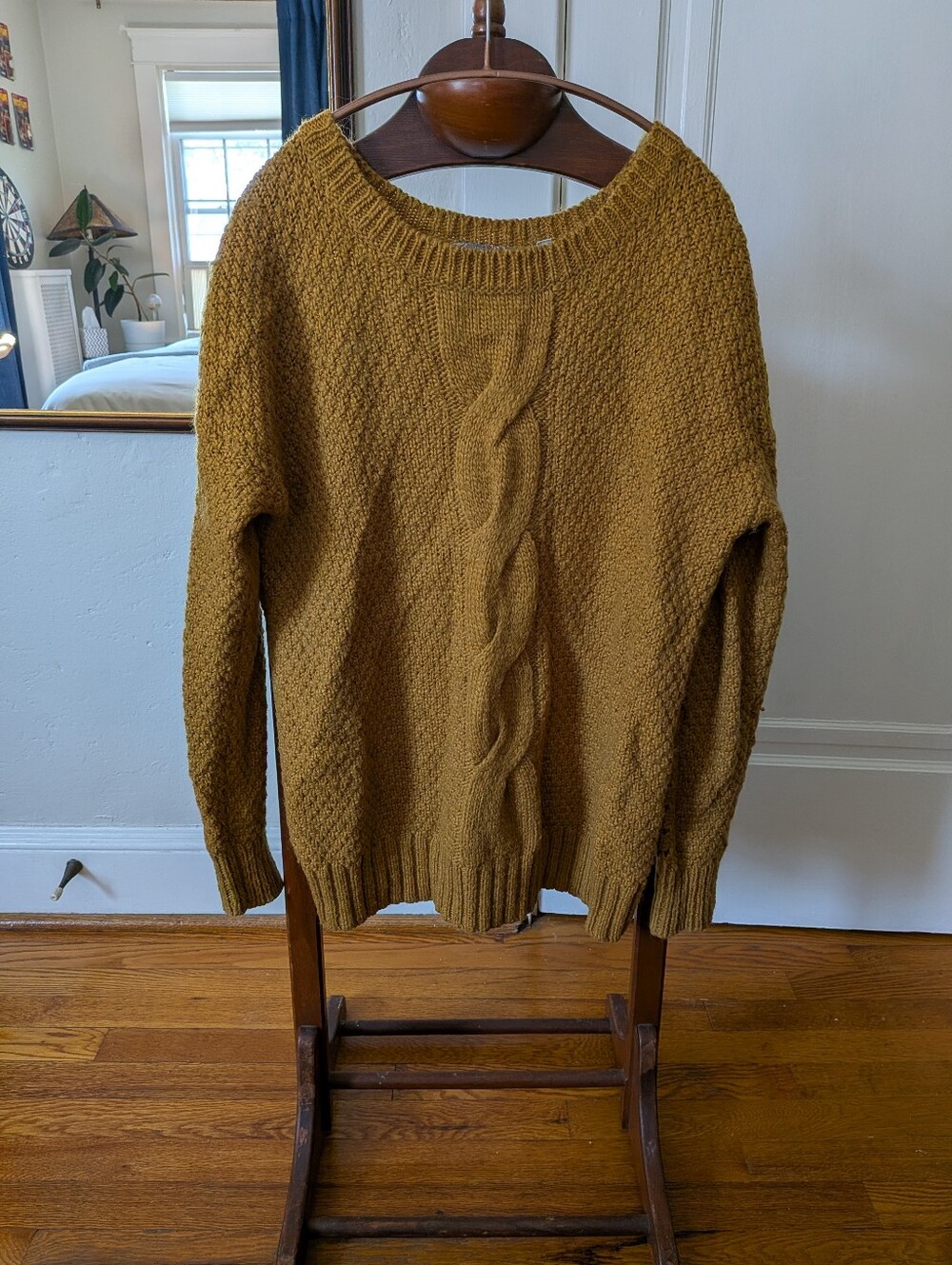 Women's Cable-Knit Sweater in Mustard